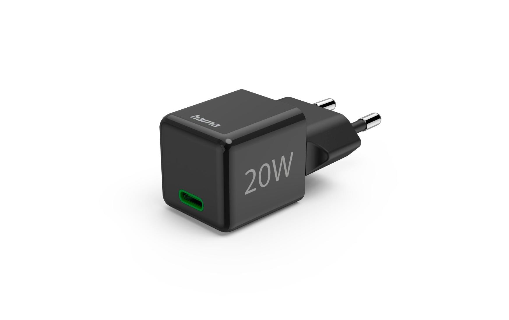 Hama USB-Wandladegerät Mini-charger USB-C 20 W Schwarz