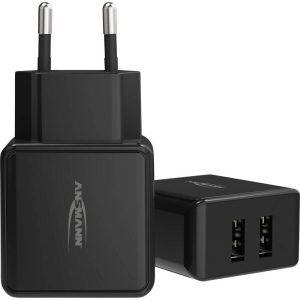 Ansmann USB-Wandladegerät Home Charger HC212, 12W, 2x USB, Schwarz