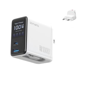 4smarts Ladegerät GaN Flex Screen AI 100W 2 USB-C+1 USB-A , weiss