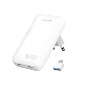 4smarts Netzladegerät FlatPlug Slim Dual 65W GaN 2C, weiss