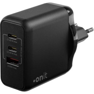 onit USB-Wandladegerät Triple 2C1A 65 W GaN Schwarz