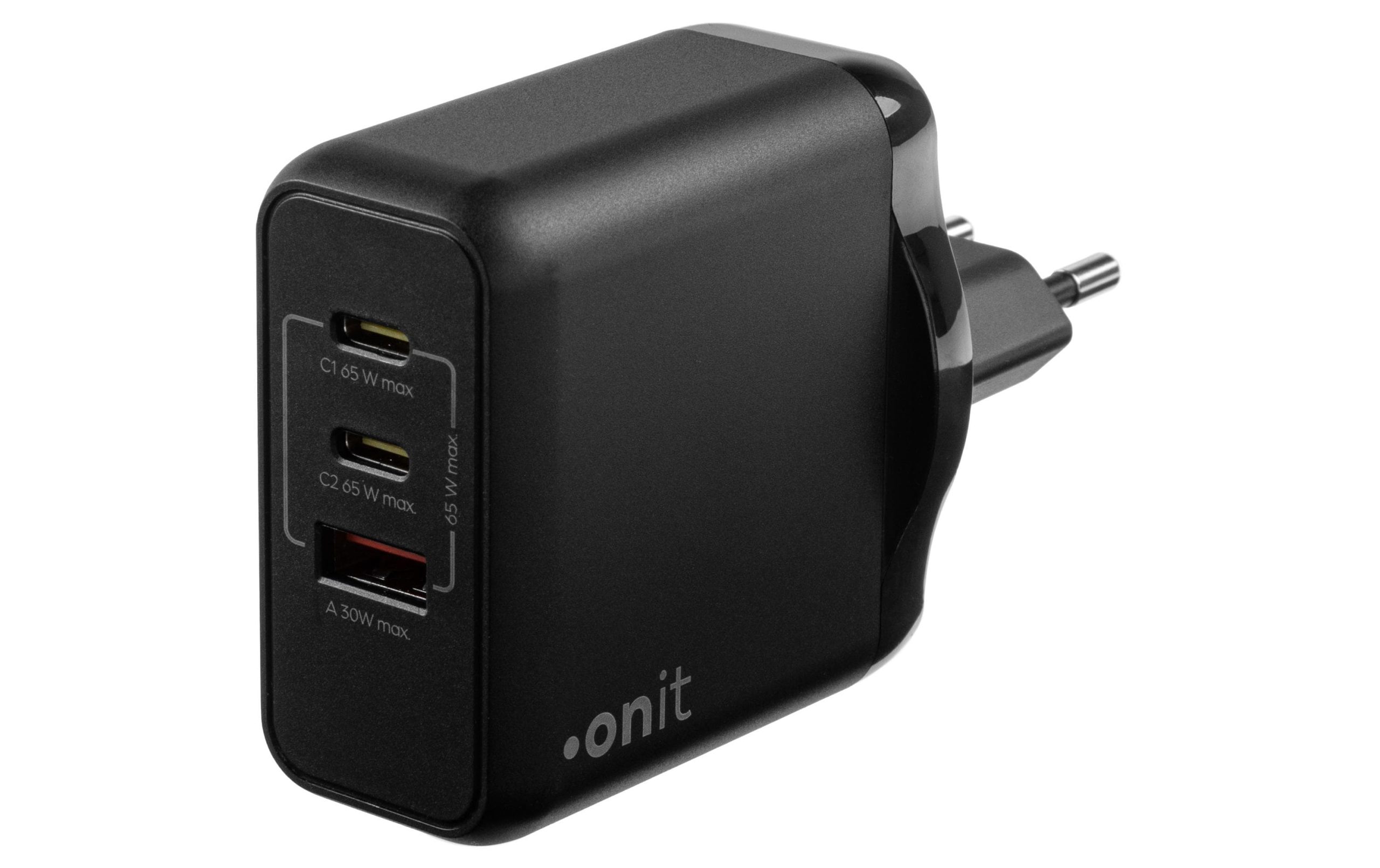 onit USB-Wandladegerät Triple 2C1A 65 W GaN Schwarz