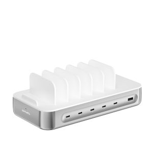 4smarts Ladestation Team 100W 5C/1A inkl. 6 Kabel Silber