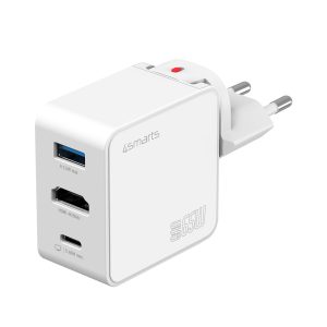 4smarts USB-Wandladegerät 3in1 HDMI Hub GaN Flex 65W Weiss