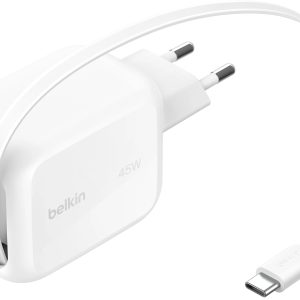 Belkin BoostCharge Pro 45W USB-C mit 1m einziehbarem Kabel weiss