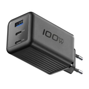 Cellular Line Netzteil GaN+, 100 W, 3 Anschlüsse, Schwarz