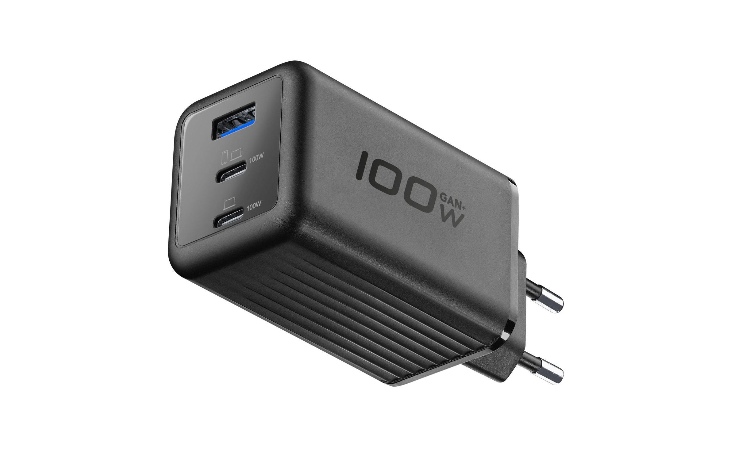 Cellular Line Netzteil GaN+, 100 W, 3 Anschlüsse, Schwarz