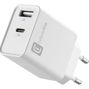 Cellular Line Multiport Charger PD 20W, USB-A, USB-C, Weiss