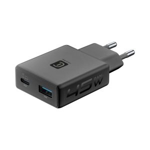 Cellular Line Duo Power Lite 45W USB-C 18W USB-A GaN+ Schwarz