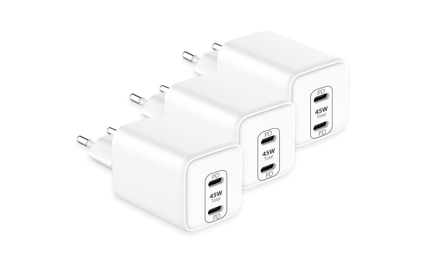 LMP USB-Wandladegerät Dual Power USB-C 45 W 3 Stück