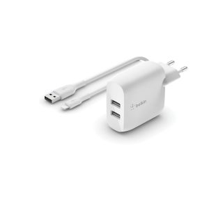 Belkin BOOST CHARGE Dual USB-A, 24 W, mit Lightning-Kabel