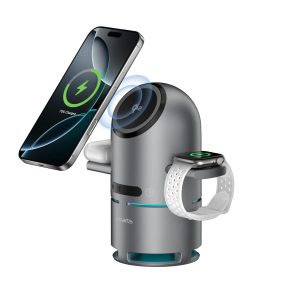 4smarts Wireless Charger 3-in-1 ChargeBot Sound Spacegrau